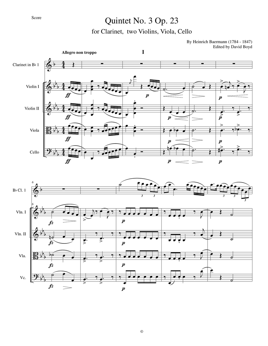 Clarinet Quintet No. 3 Op. 23 Small Ensemble scores gallery preview page 4