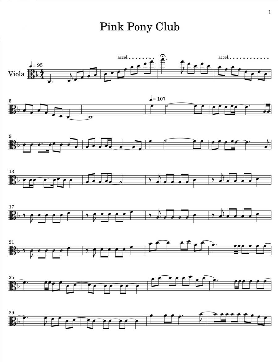 Pink Pony Club Pink Pony Club Viola Solo scores gallery preview page 1