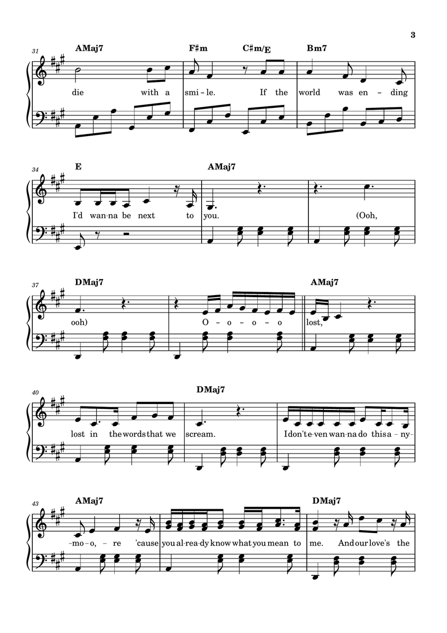 Die With A Smile Die With A Smile Piano Solo scores gallery preview page 3