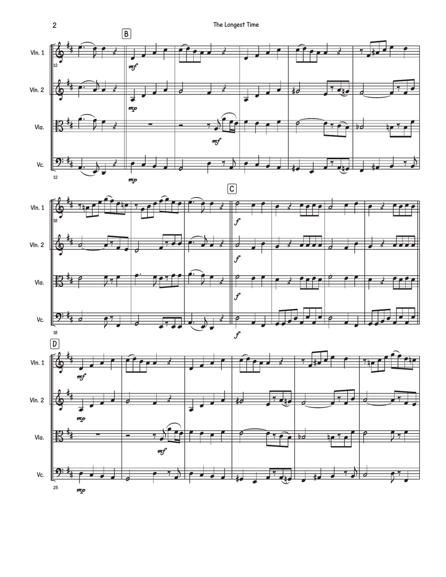 The Longest Time The Longest Time String Quartet scores gallery preview page 2