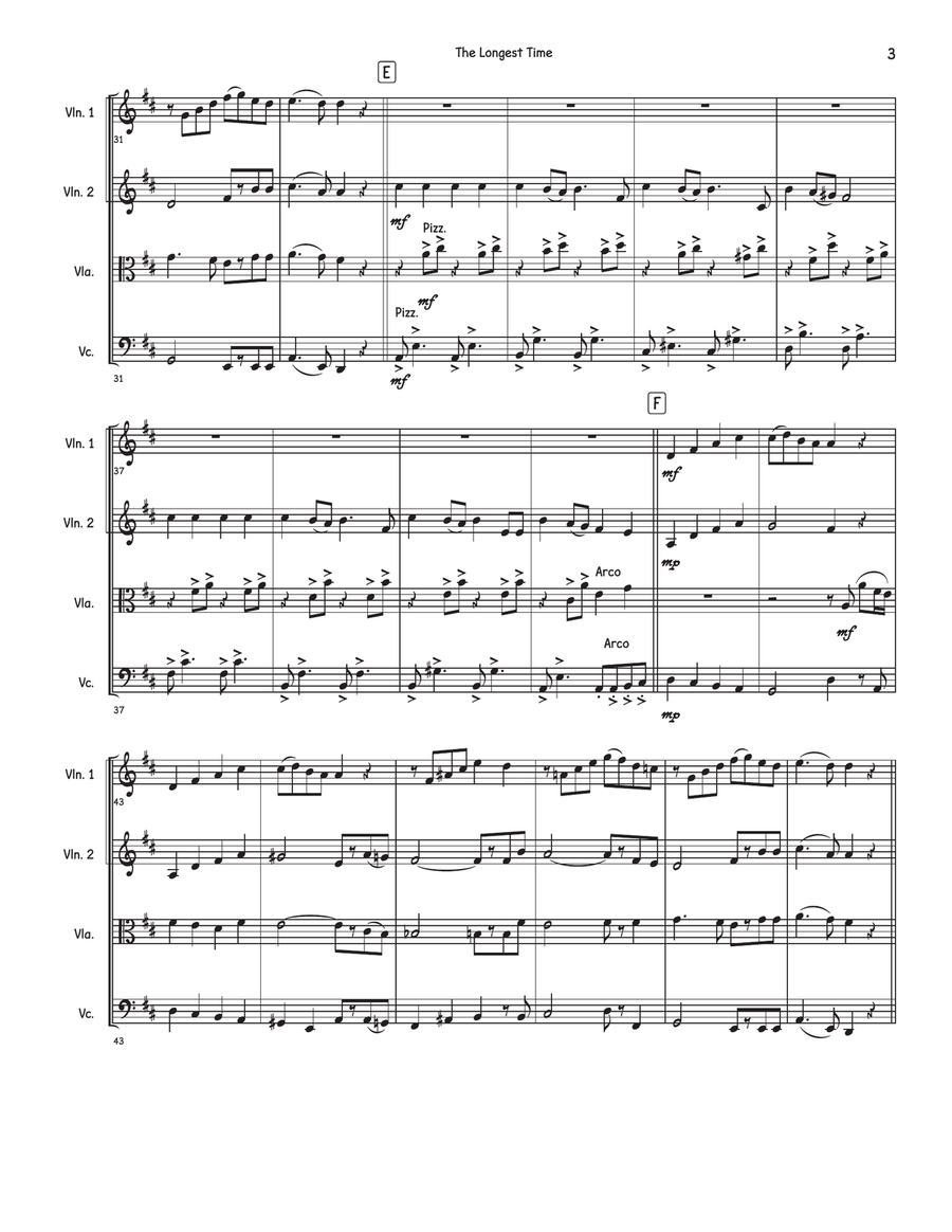 The Longest Time The Longest Time String Quartet scores gallery preview page 3