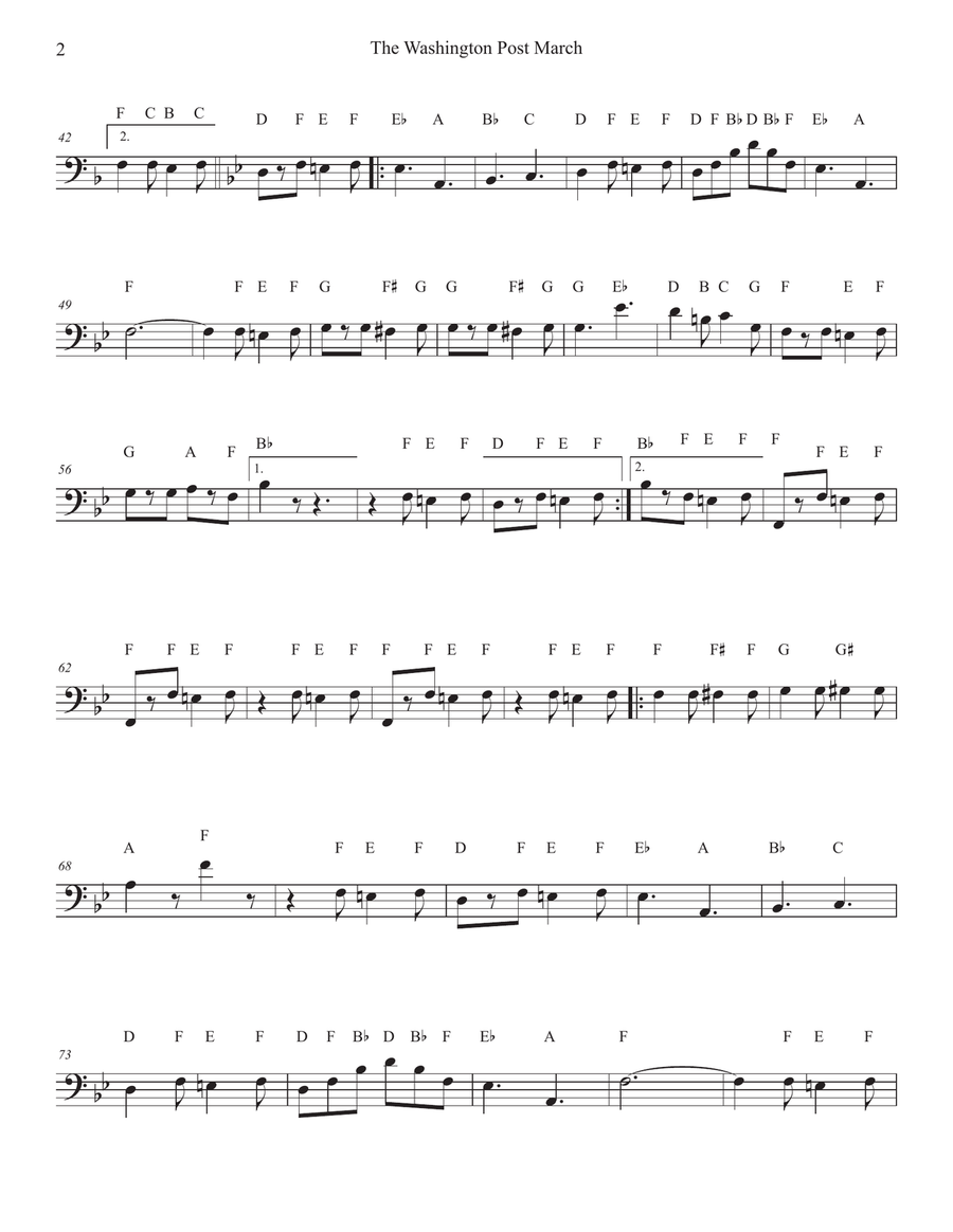 The Washington Post March for Trombone Bass Trombone scores gallery preview page 2