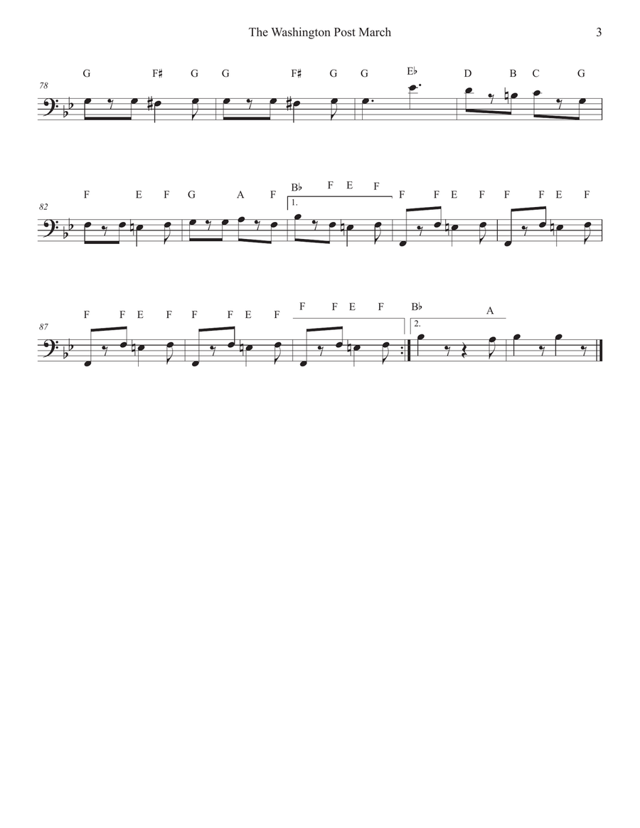 The Washington Post March for Trombone Bass Trombone scores gallery preview page 3