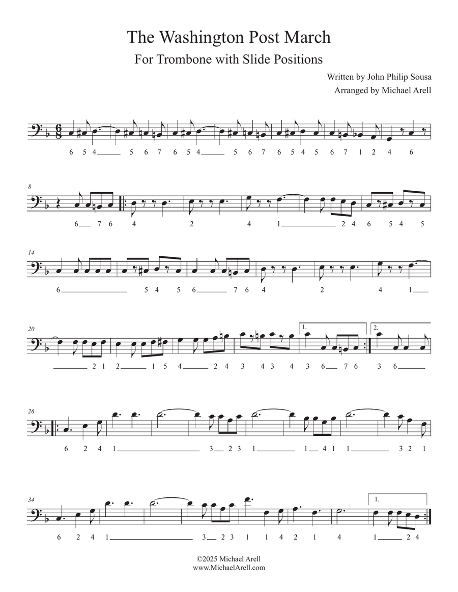 The Washington Post March for Trombone Bass Trombone scores gallery preview page 4