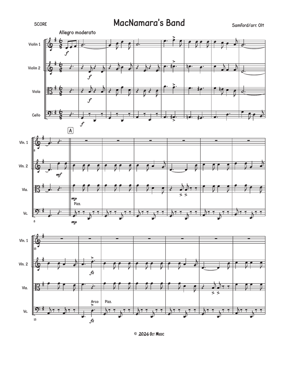 MacNamara's Band MacNamara's Band String Quartet scores gallery preview page 1