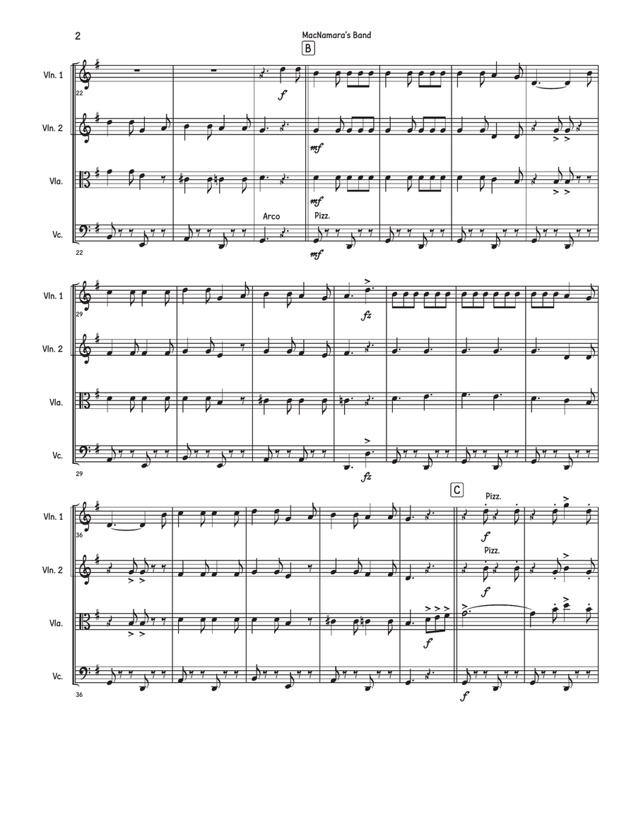 MacNamara's Band MacNamara's Band String Quartet scores gallery preview page 2