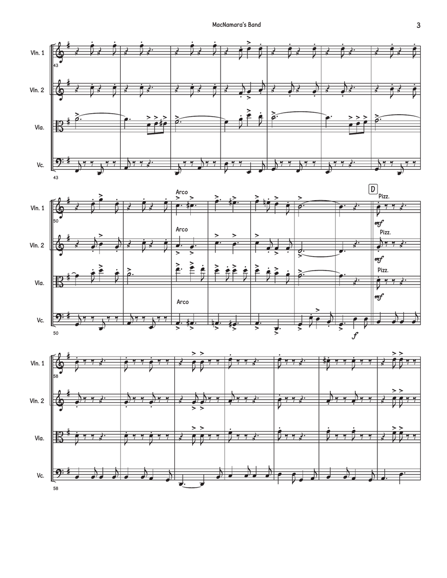 MacNamara's Band MacNamara's Band String Quartet scores gallery preview page 3