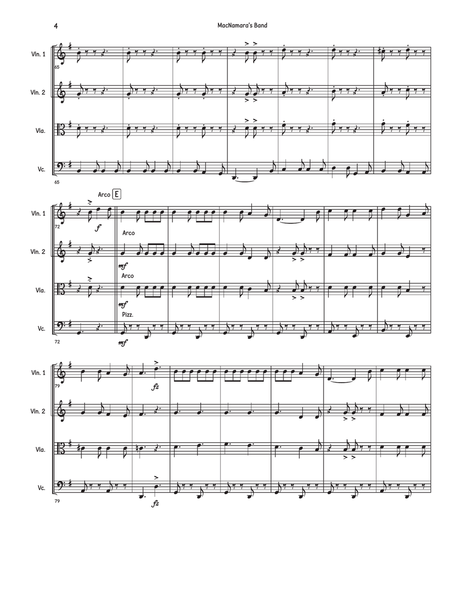 MacNamara's Band MacNamara's Band String Quartet scores gallery preview page 4