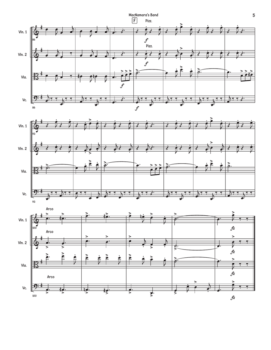 MacNamara's Band MacNamara's Band String Quartet scores gallery preview page 5