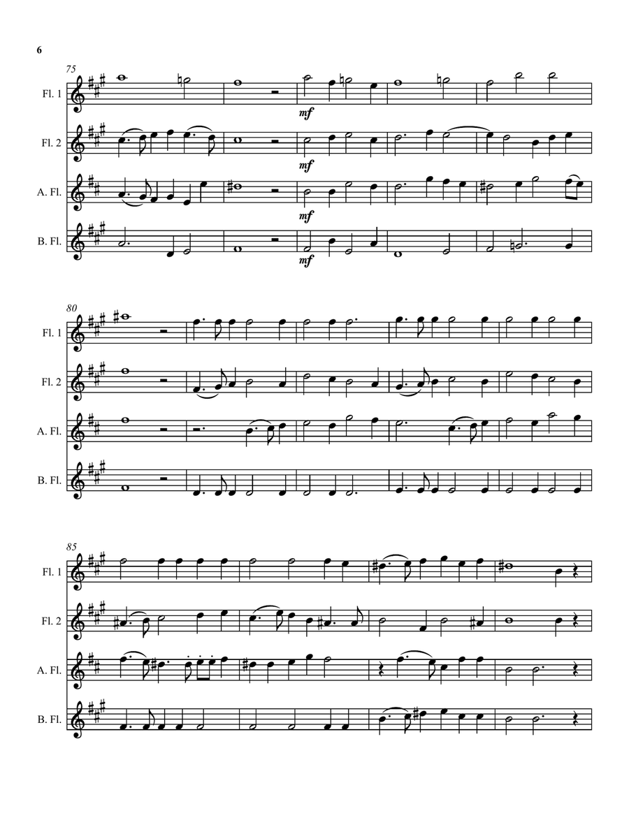 Can she excuse my wrongs (John Dowland) arranged for flute quartet Flute Quartet scores gallery preview page 6