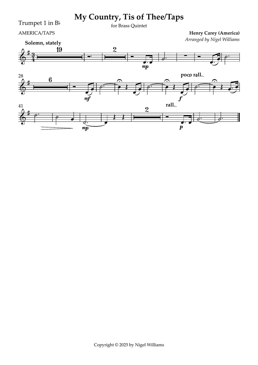 My Country, Tis of Thee, with Taps Brass Quintet scores gallery preview page 5