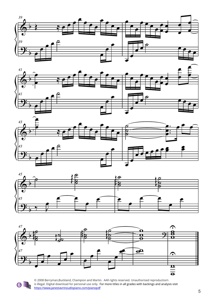 Fix You Piano Solo scores gallery preview page 5