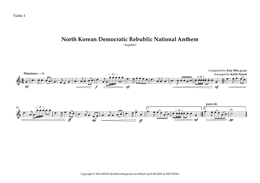 North Korean National Anthem for String Orchestra String Orchestra scores gallery preview page 5