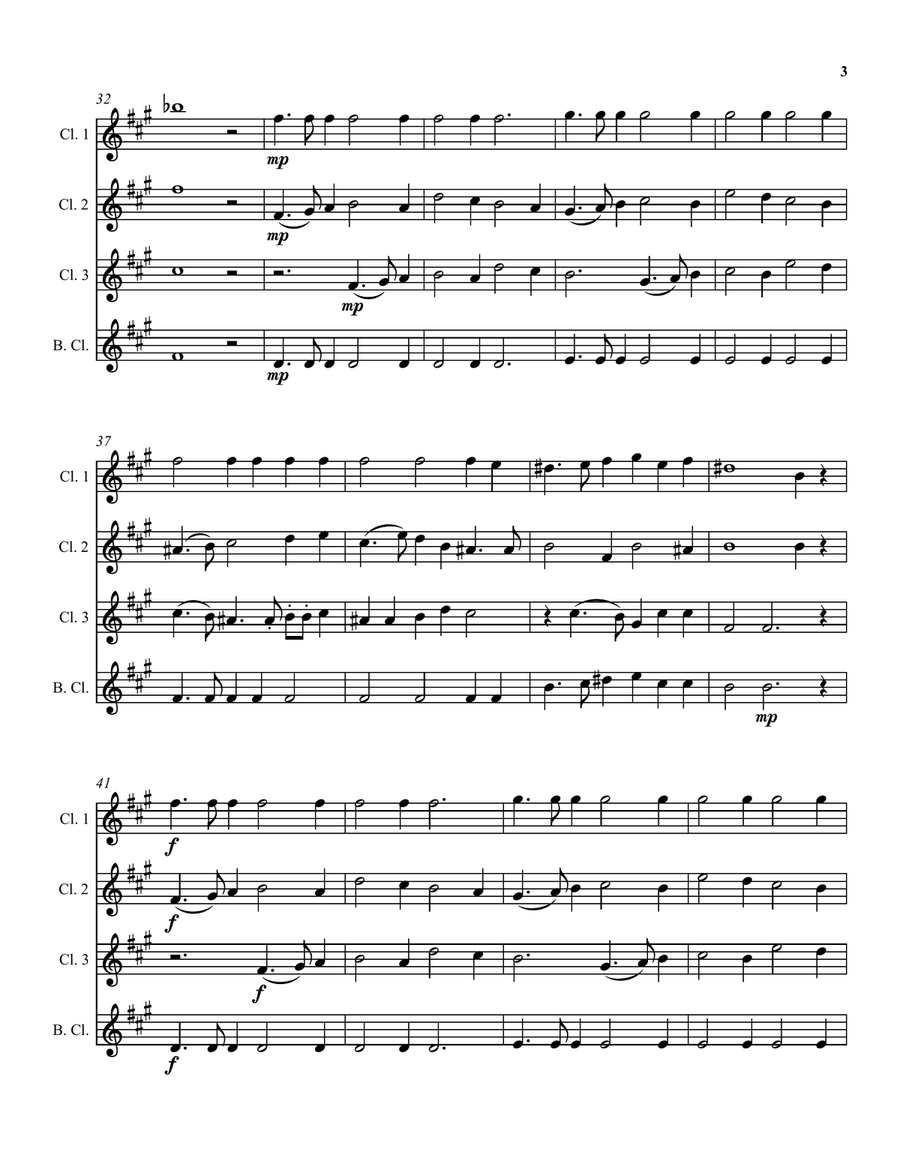 Can she excuse my wrongs (John Dowland) arranged for clarinet quartet Clarinet Quartet scores gallery preview page 3