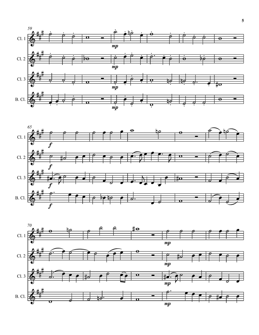 Can she excuse my wrongs (John Dowland) arranged for clarinet quartet Clarinet Quartet scores gallery preview page 5