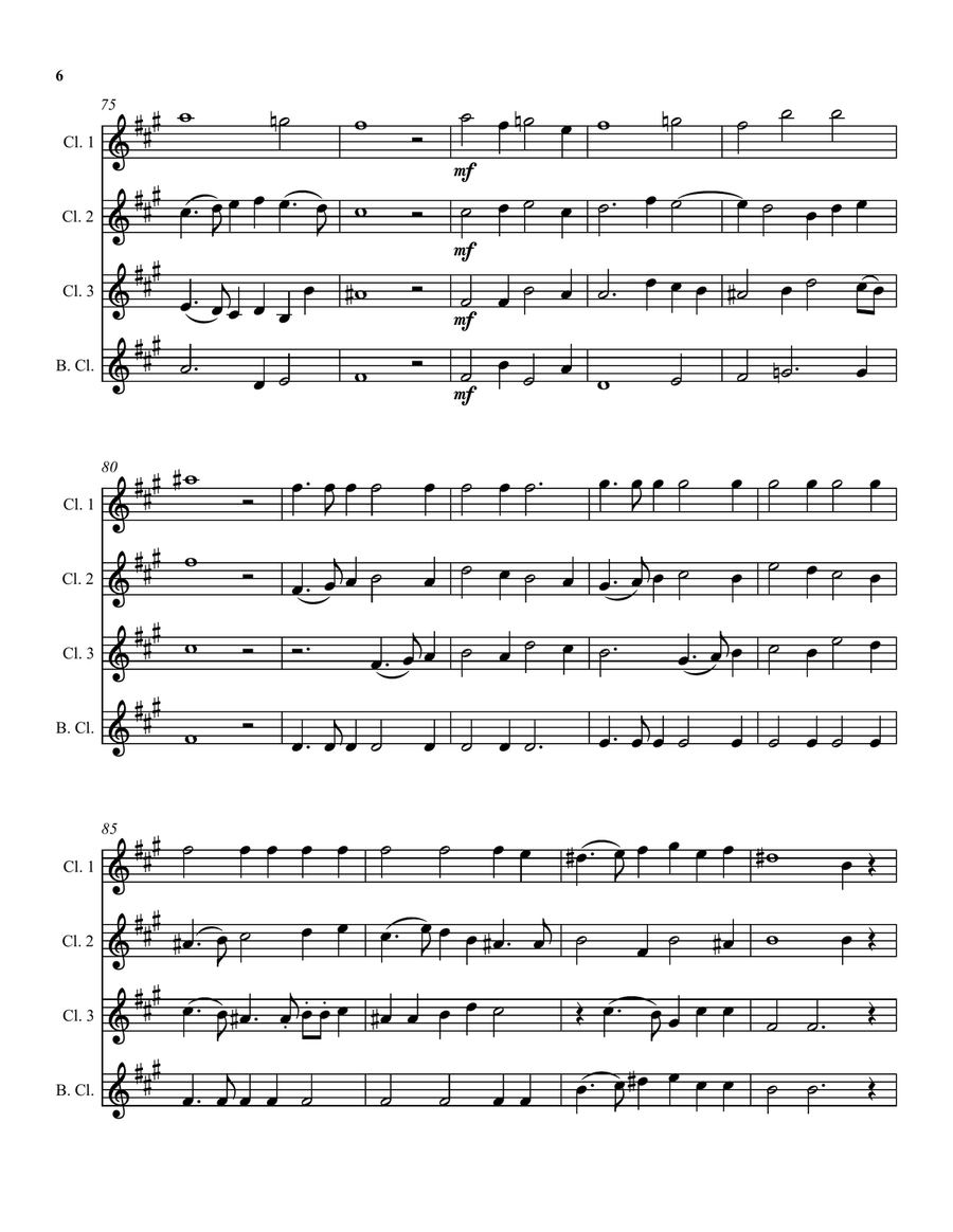 Can she excuse my wrongs (John Dowland) arranged for clarinet quartet Clarinet Quartet scores gallery preview page 6