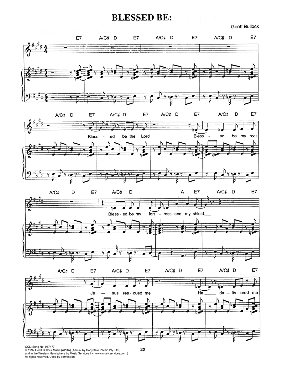 Blessed Be Blessed Be Piano, Vocal scores gallery preview page 1