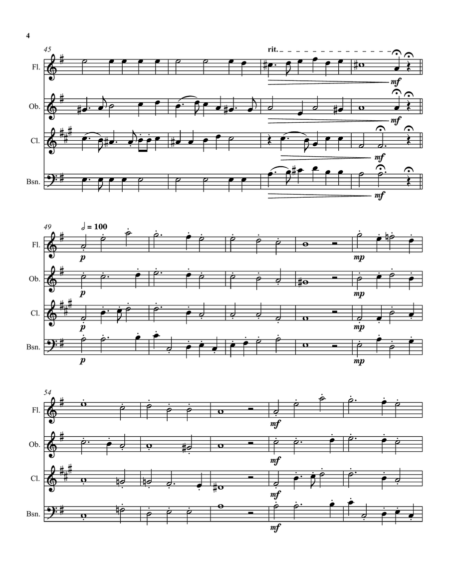 Can she excuse my wrongs (John Dowland) arranged for wind quartet Woodwind Quartet scores gallery preview page 4