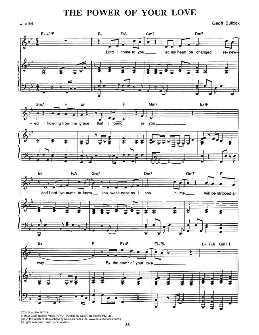 The Power Of Your Love The Power Of Your Love Piano, Vocal scores gallery preview page 1