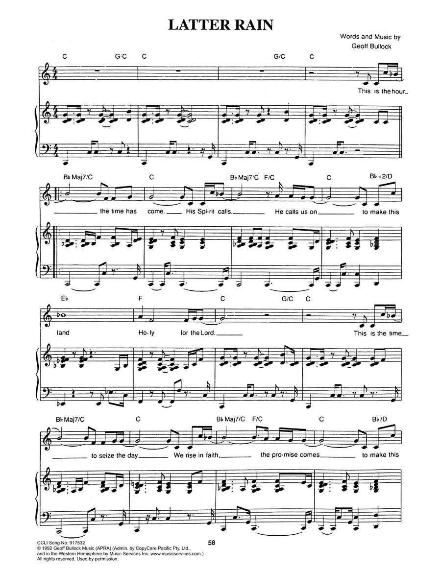 Latter Rain Latter Rain Piano, Vocal scores gallery preview page 1