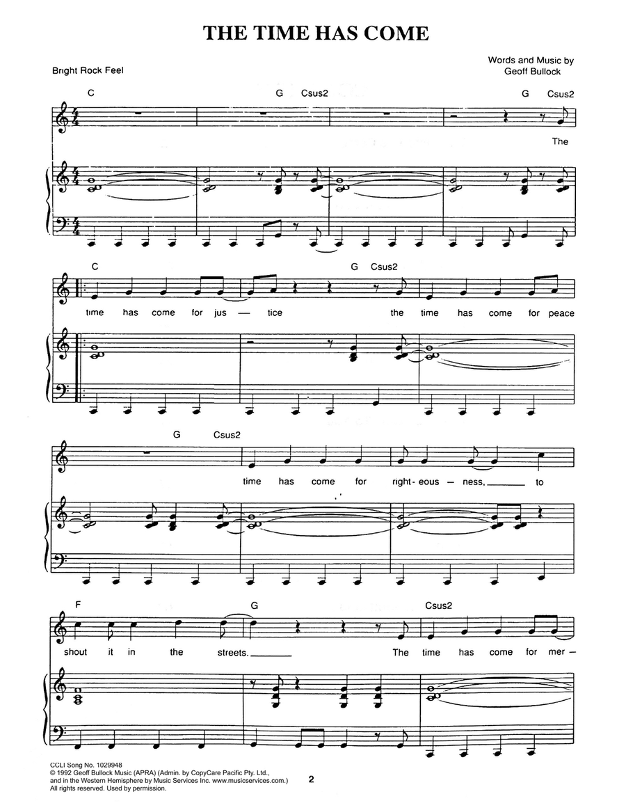 The Time Has Come The Time Has Come Piano, Vocal scores gallery preview page 1
