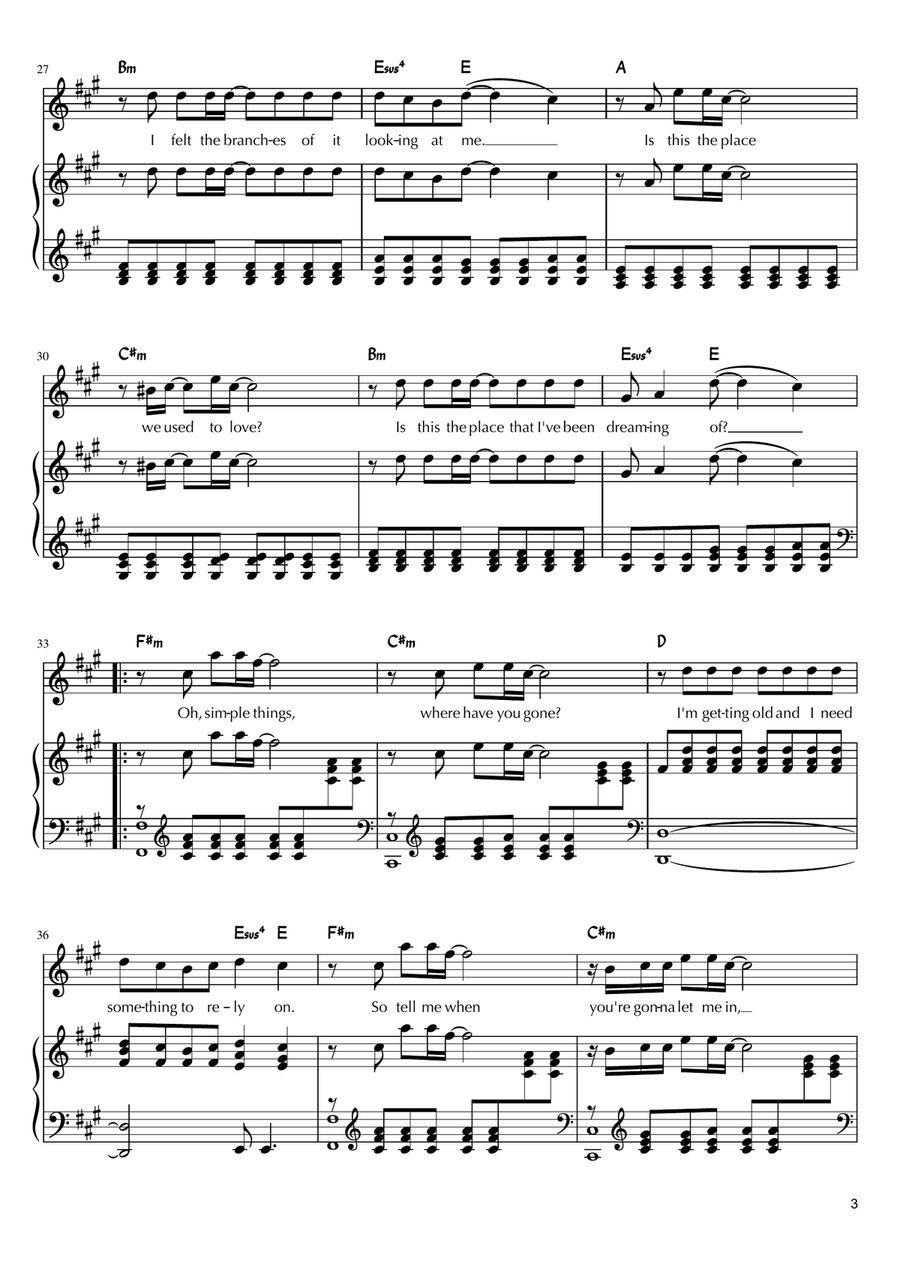 Somewhere Only We Know Piano, Vocal scores gallery preview page 3