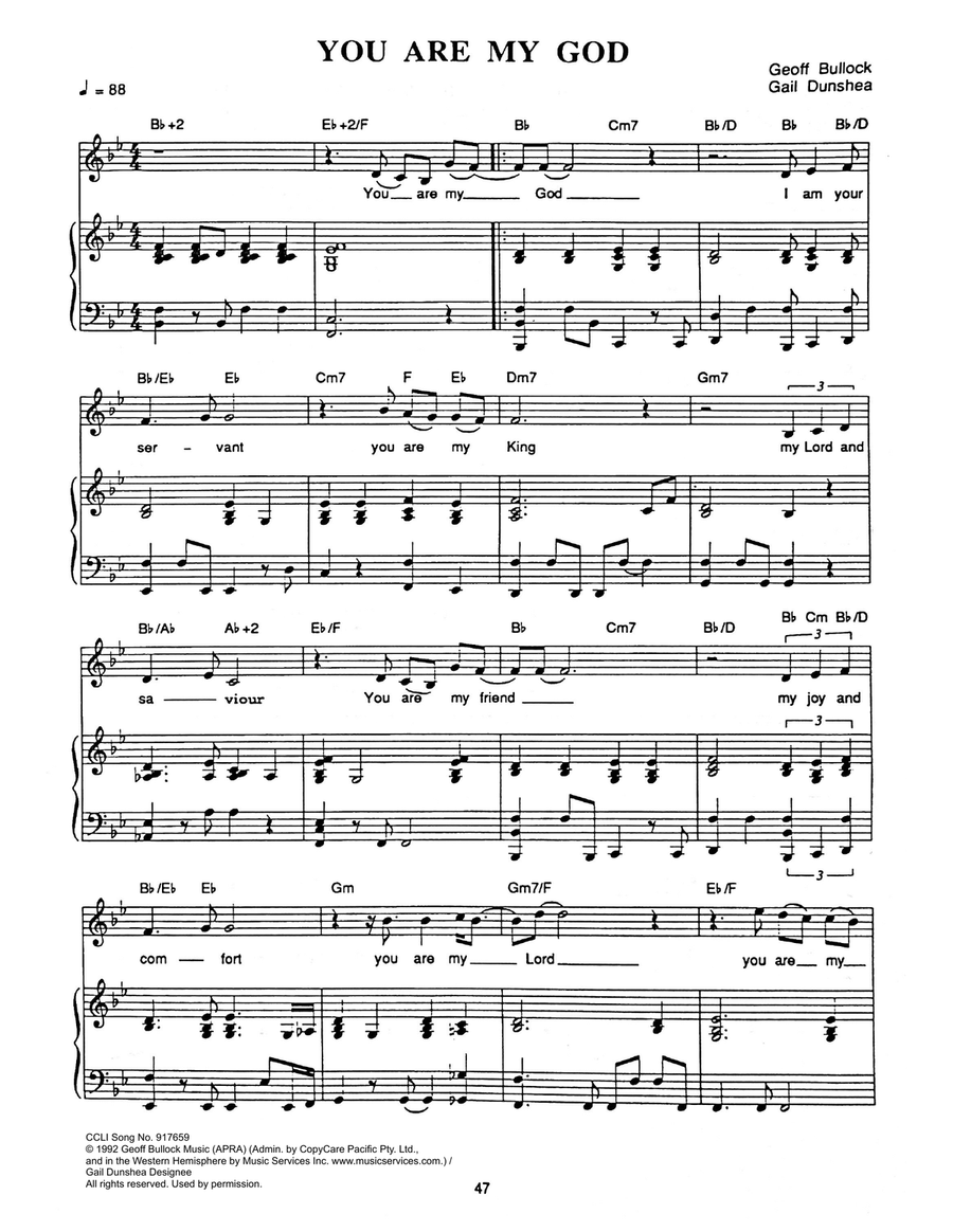 You Are My God You Are My God Piano, Vocal scores gallery preview page 1