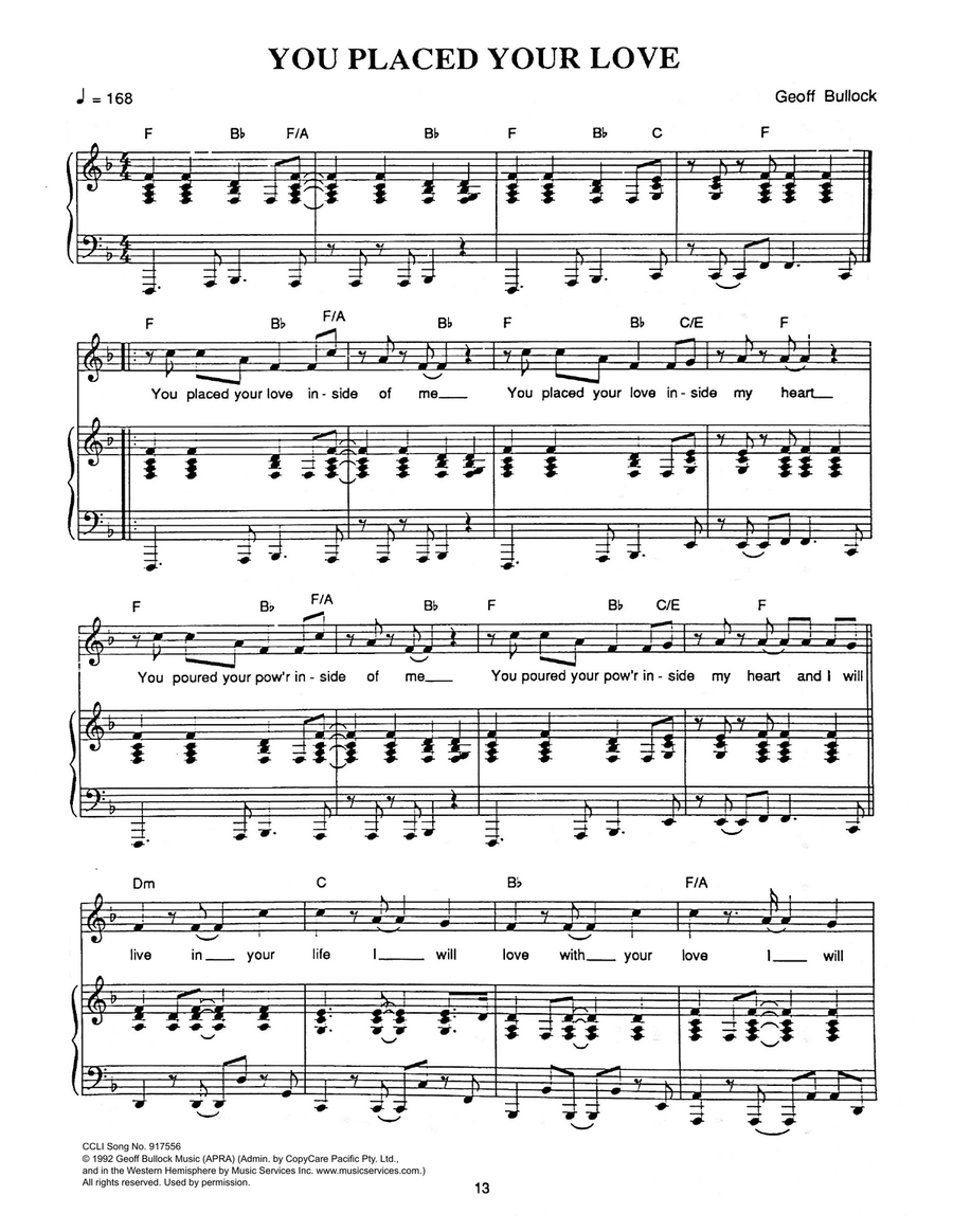 You Placed Your Love You Placed Your Love Piano, Vocal scores gallery preview page 1