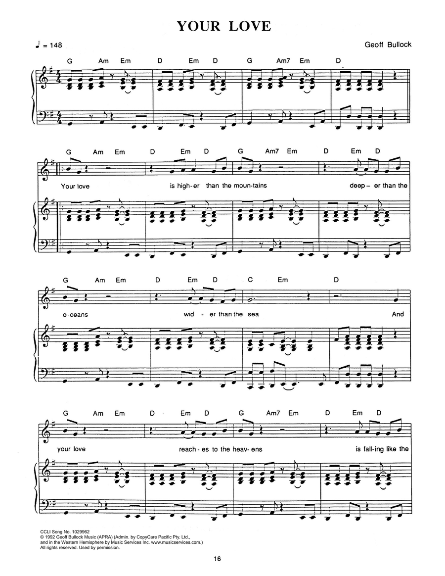 Your Love Your Love Piano, Vocal scores gallery preview page 1