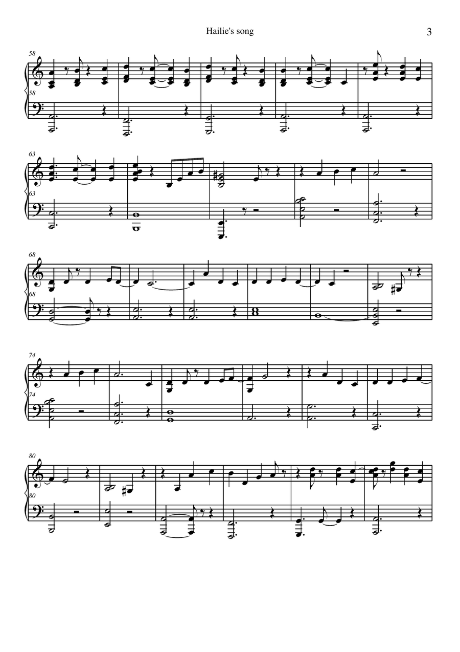 Hailie S Song Hailie S Song Piano Solo scores gallery preview page 3