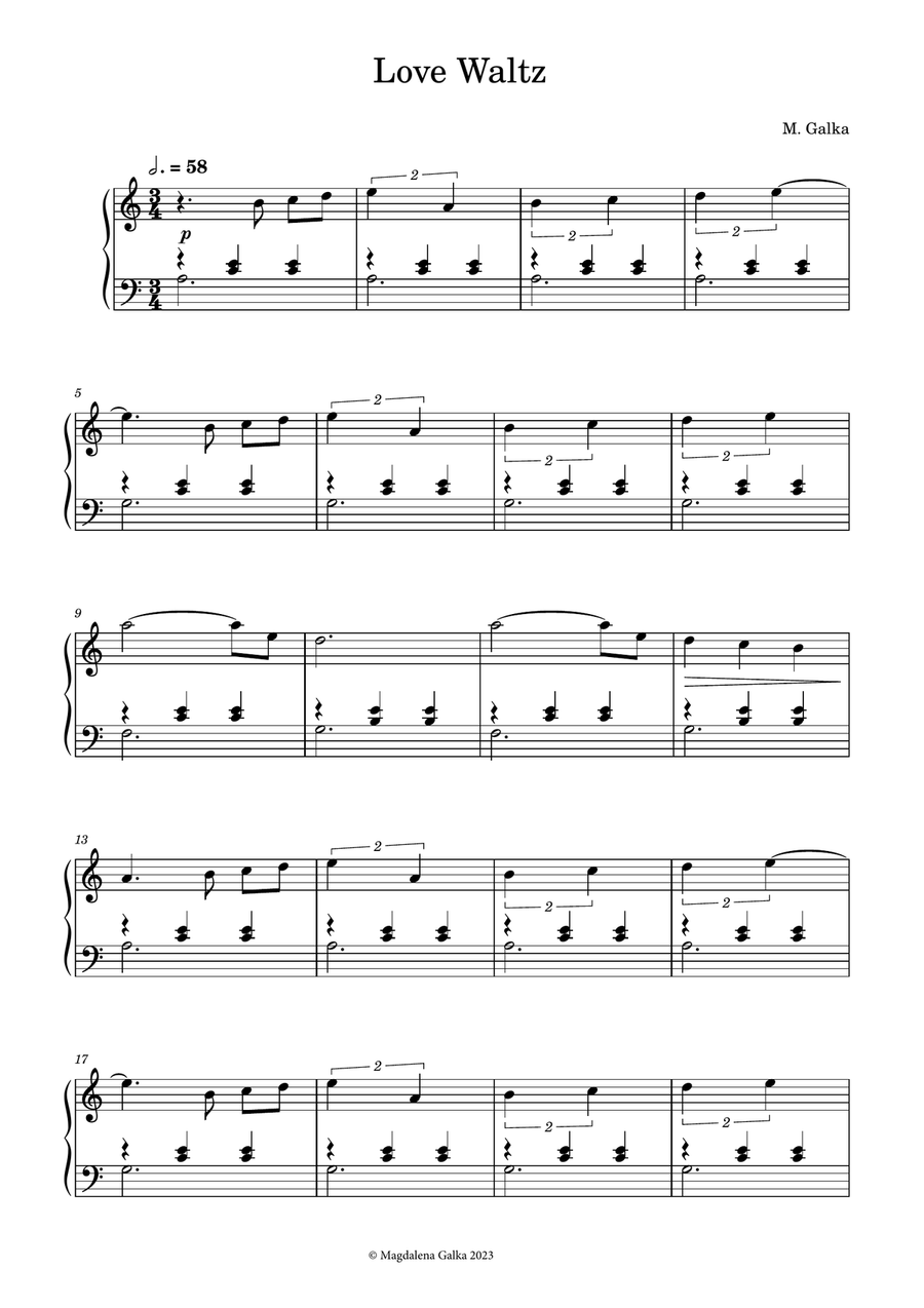 Love Waltz Love Waltz Piano Solo scores gallery preview page 1