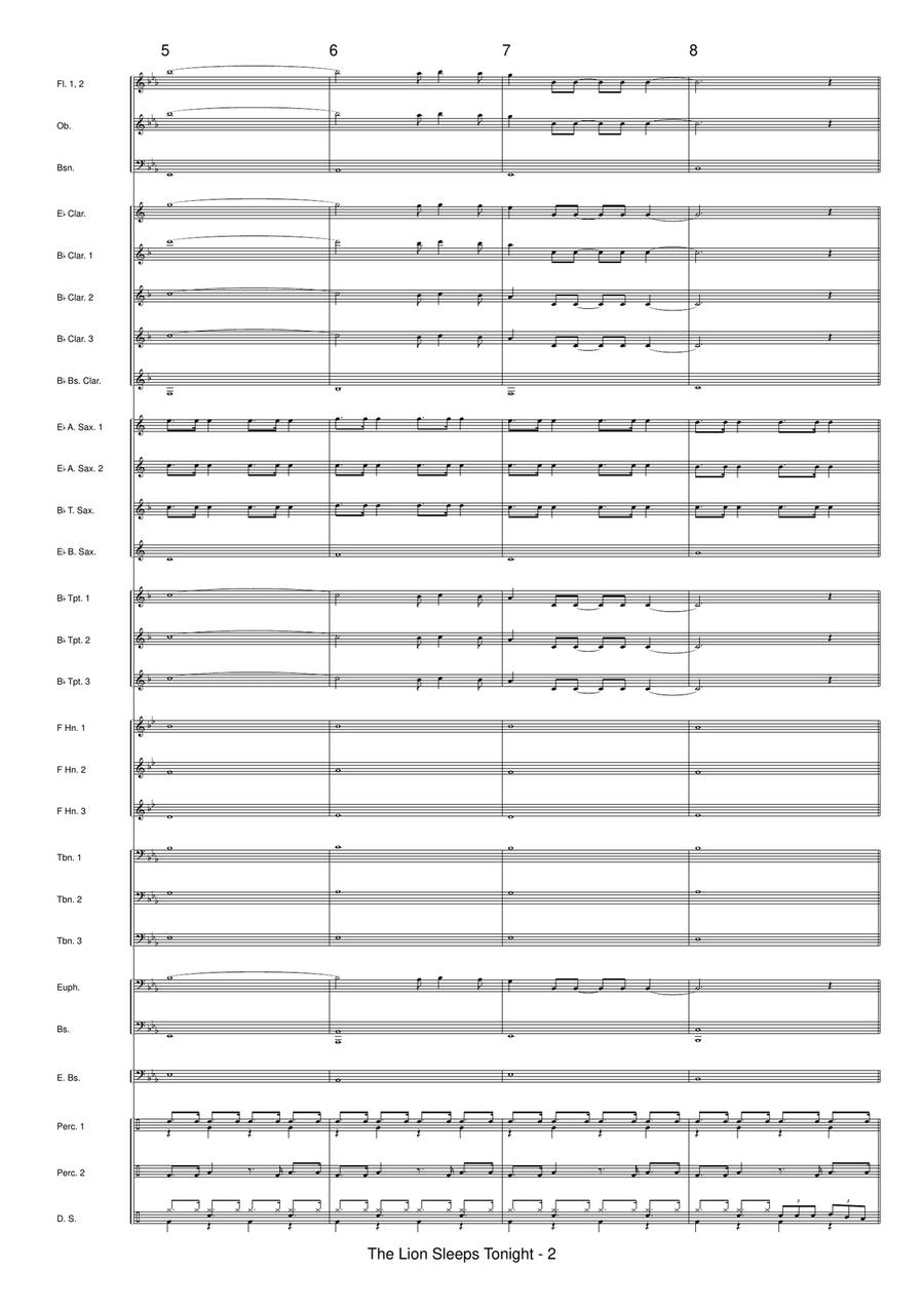 The Lion Sleeps Tonight Concert Band scores gallery preview page 4