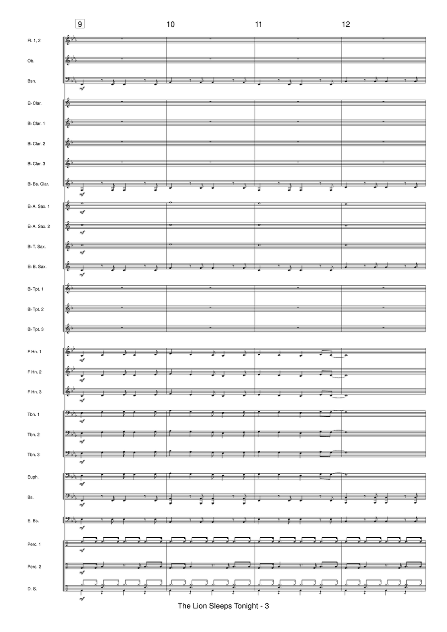 The Lion Sleeps Tonight Concert Band scores gallery preview page 5