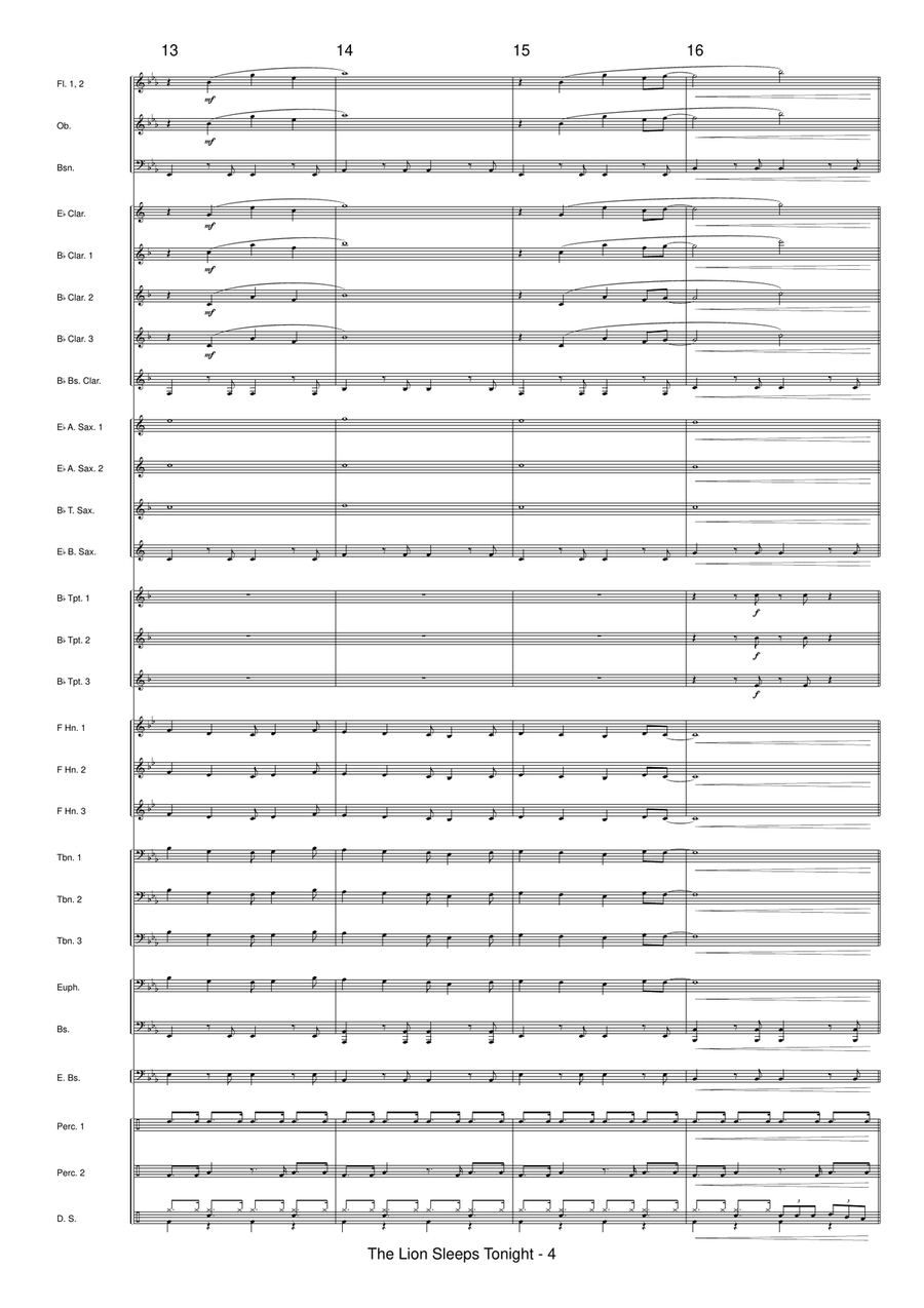 The Lion Sleeps Tonight Concert Band scores gallery preview page 6