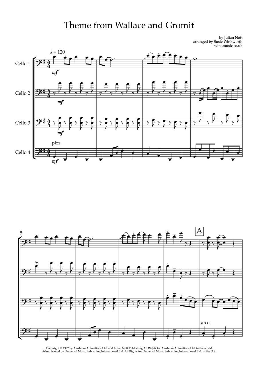 Wallace And Gromit Theme Small Ensemble scores gallery preview page 3