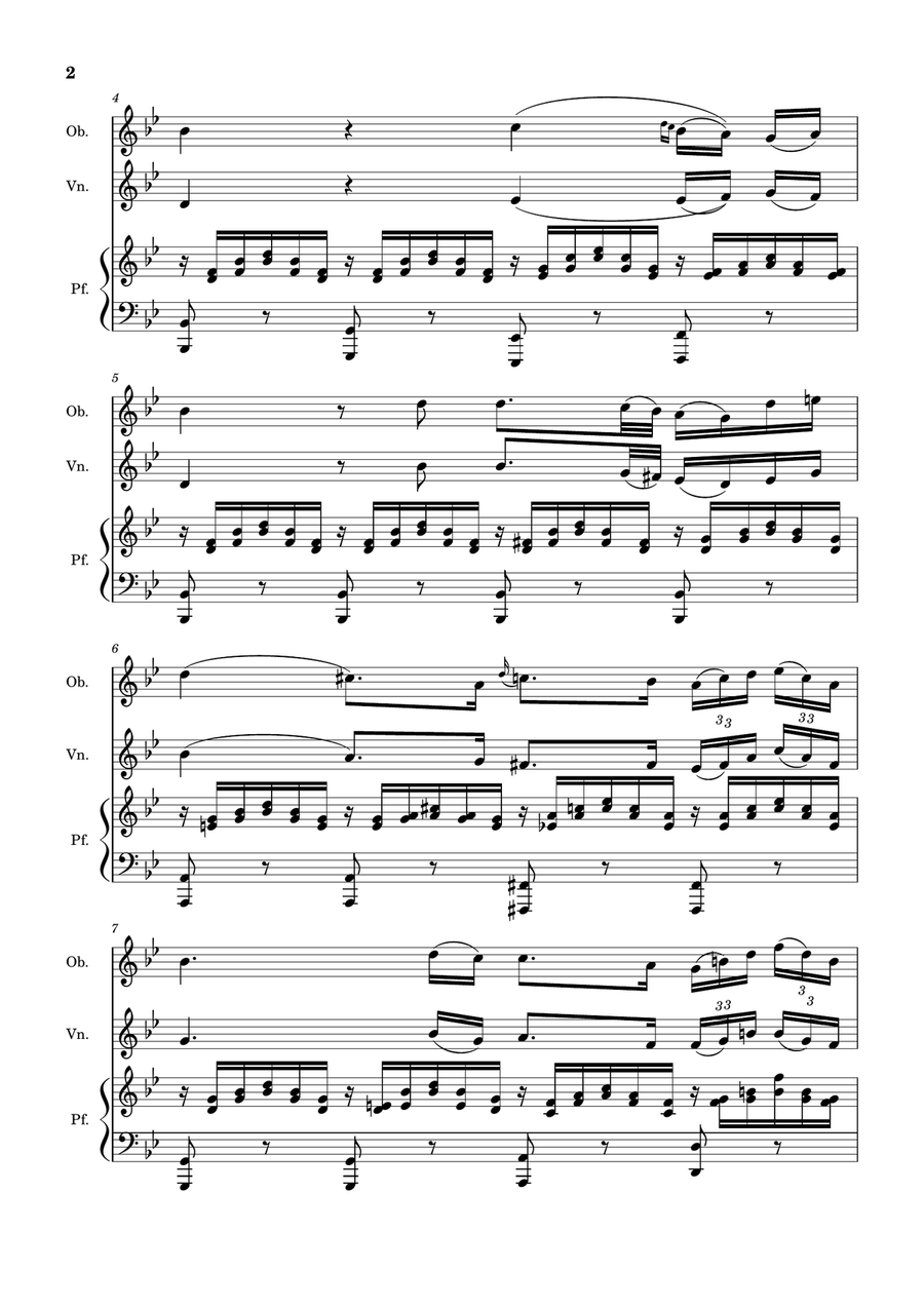 Ave Maria by F. Schubert – Oboe, Violin and Piano. Score and Parts Small Ensemble scores gallery preview page 2