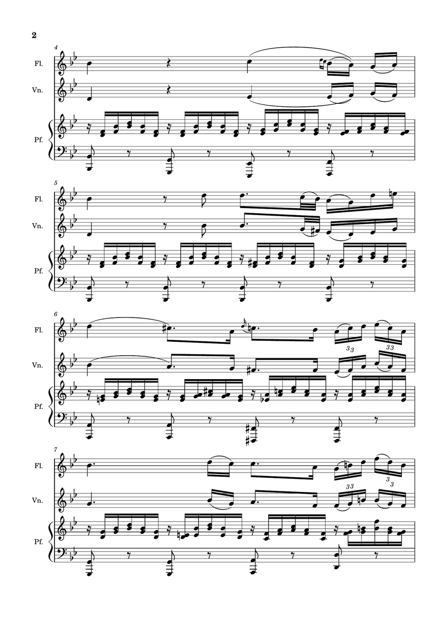 Ave Maria by F. Schubert – For Flute, Violin and Piano. Score and Parts Small Ensemble scores gallery preview page 2