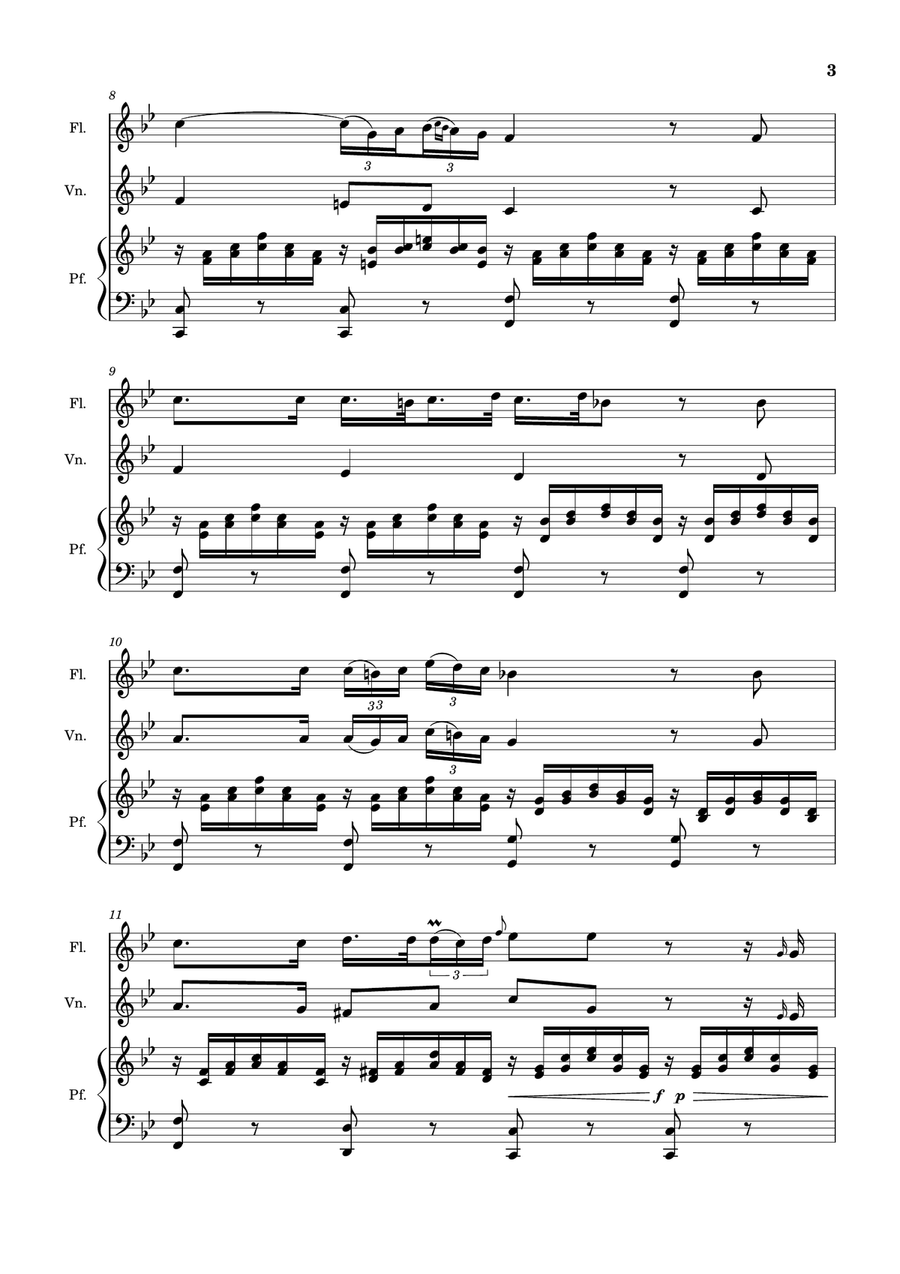 Ave Maria by F. Schubert – For Flute, Violin and Piano. Score and Parts Small Ensemble scores gallery preview page 3