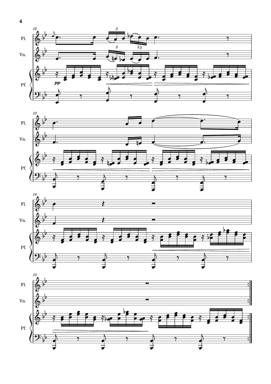 Ave Maria by F. Schubert – For Flute, Violin and Piano. Score and Parts Small Ensemble scores gallery preview page 4