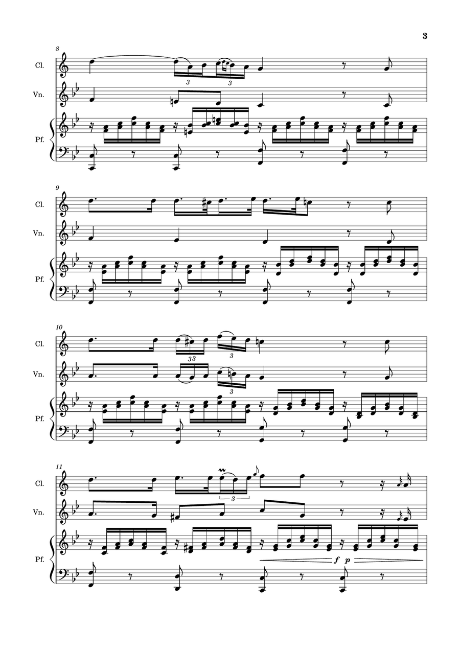 Ave Maria by F. Schubert – Clarinet, Violin and Piano. Score and Parts Small Ensemble scores gallery preview page 3