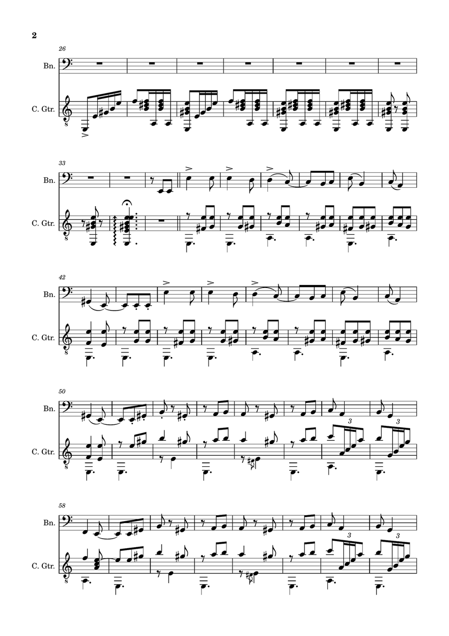 Spanish Popular Song - El Vito. Arranged for Bassoon and Classical Guitar Chamber Music scores gallery preview page 2