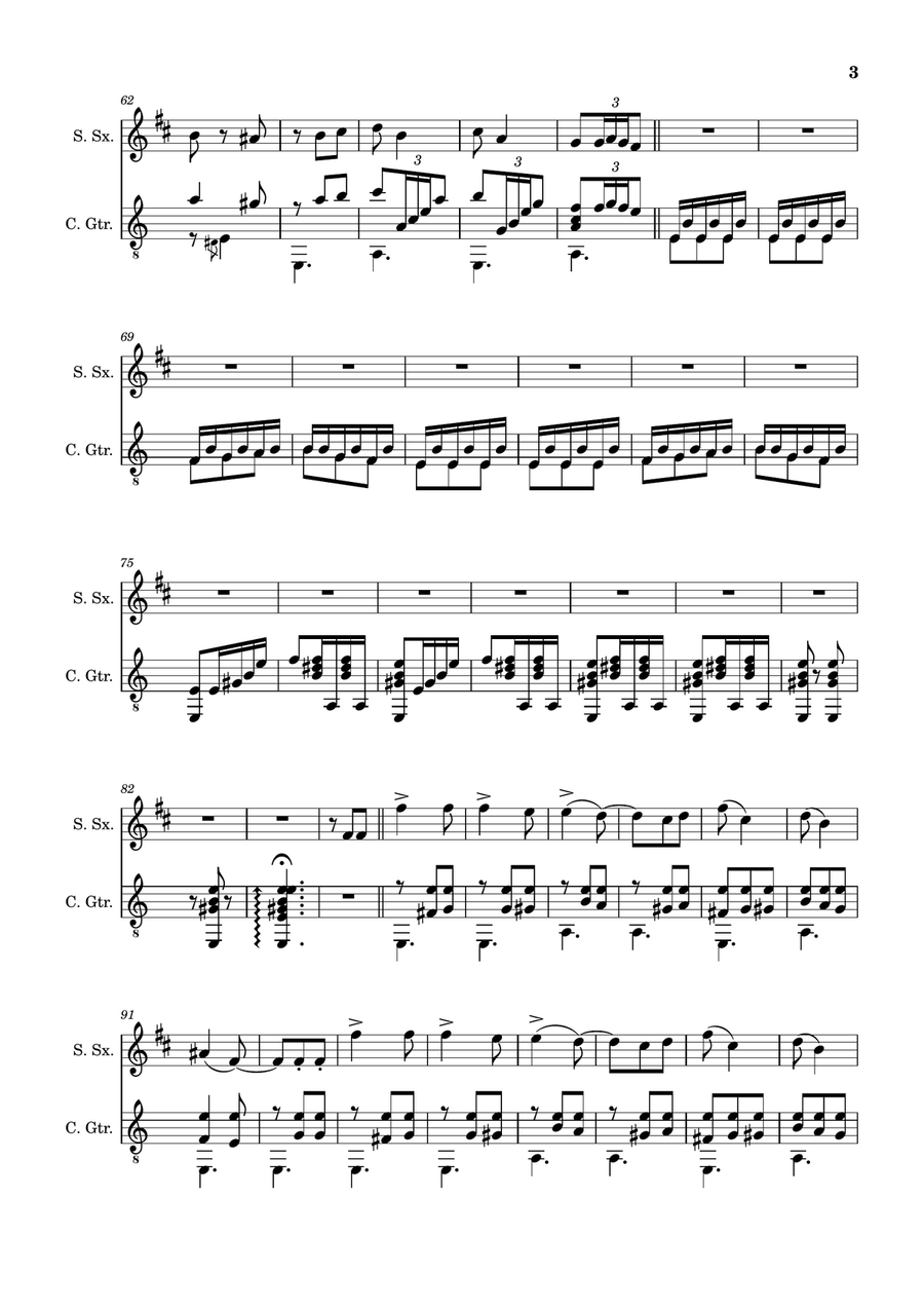 Spanish Popular Song - El Vito. Arranged for S. Sax and Classical Guitar Chamber Music scores gallery preview page 3
