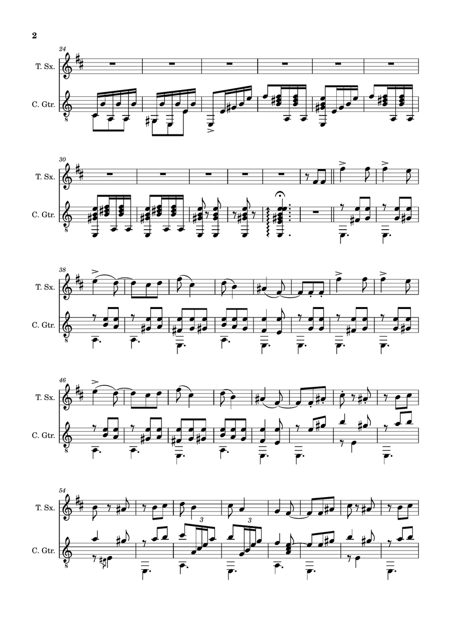 Spanish Popular Song - El Vito. Arranged for T. Sax and Classical Guitar Chamber Music scores gallery preview page 2