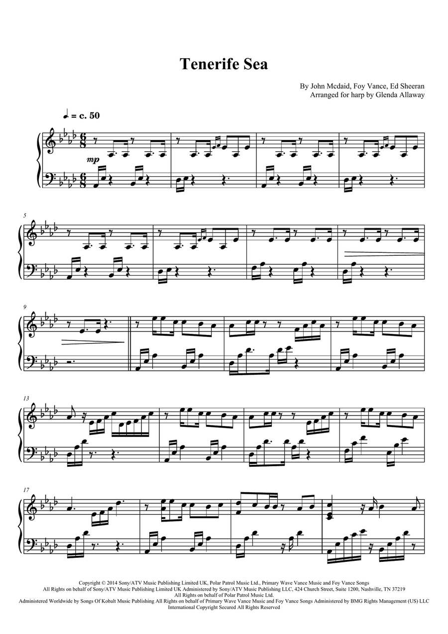 Tenerife Sea Tenerife Sea Harp scores gallery preview page 1