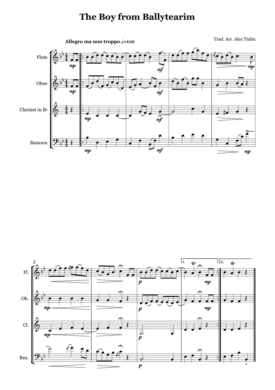 The Boy from Ballytearim The Boy from Ballytearim Woodwind Quartet scores gallery preview page 2