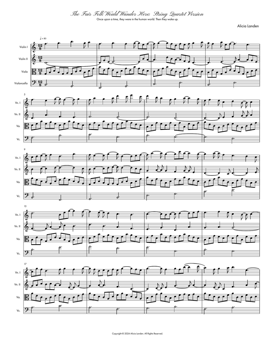 The Fair Folk Would Wander Here: String Quartet Version String Quartet scores gallery preview page 1