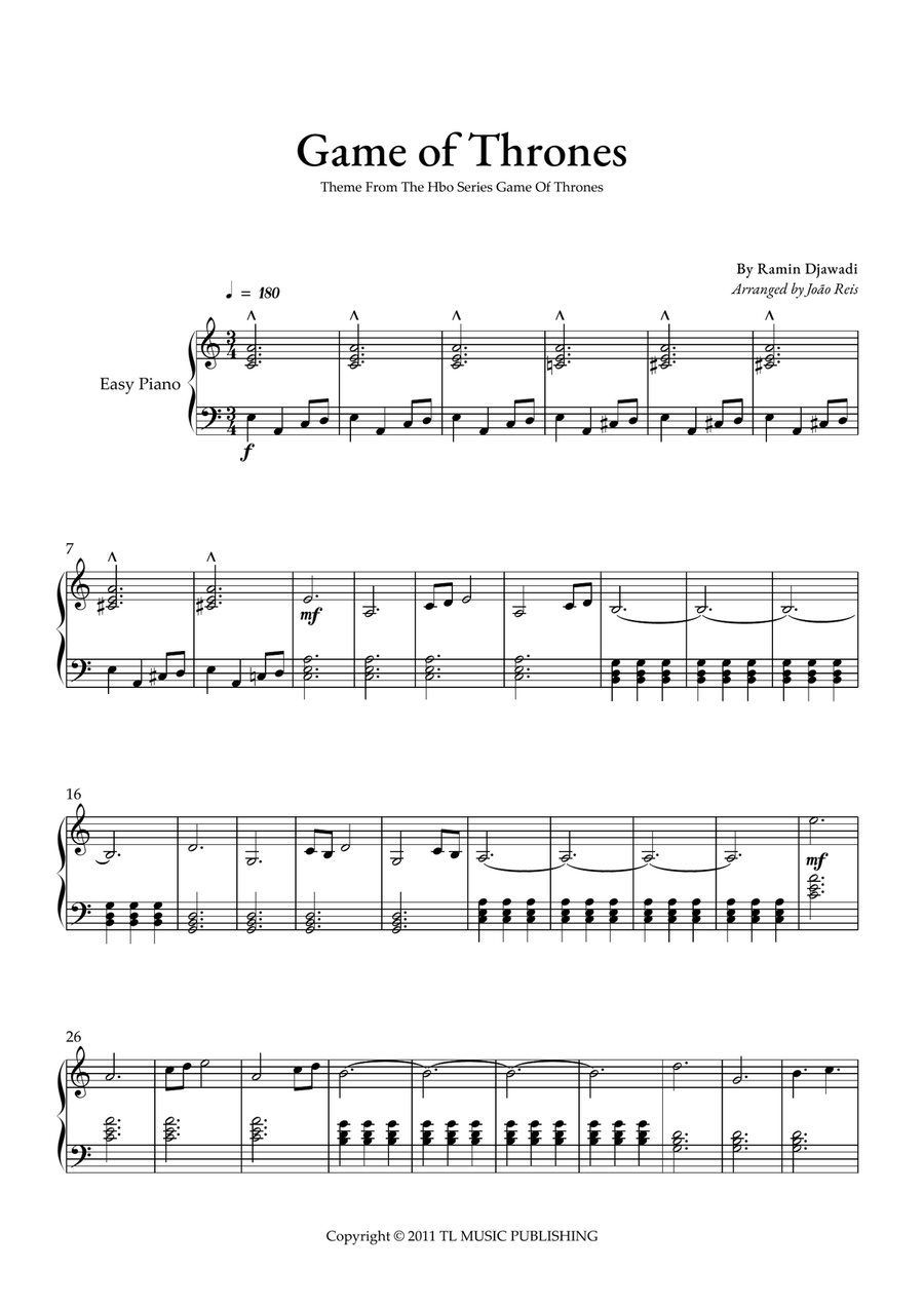 Game Of Thrones Game Of Thrones Piano Method scores gallery preview page 1