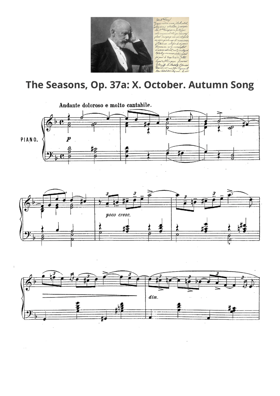 The Seasons, Op. 37a: X. October. Autumn Song Easy Piano scores gallery preview page 1