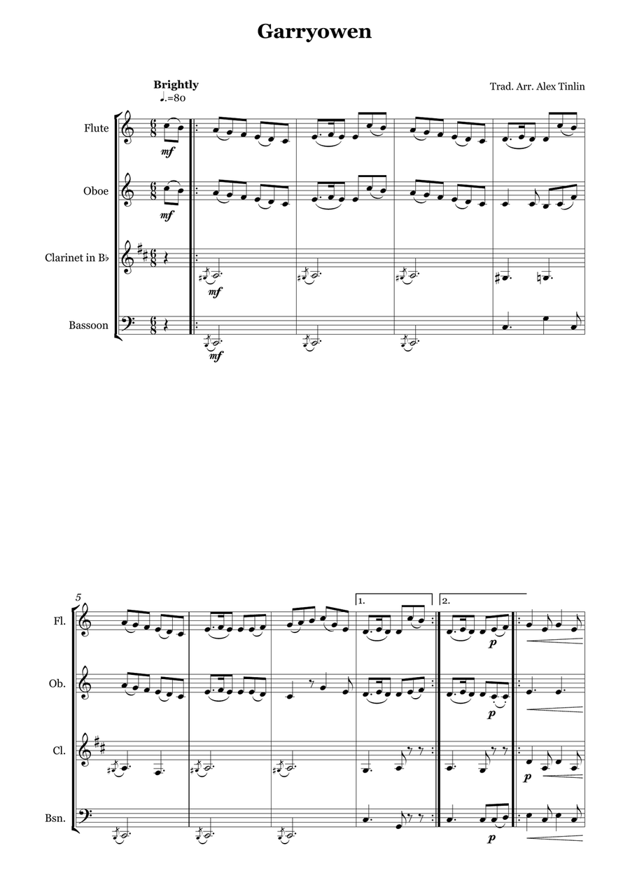Garryowen Garryowen Woodwind Quartet scores gallery preview page 2
