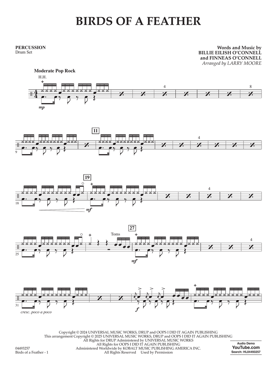 Birds Of A Feather (arr. Larry Moore) - Percussion String Orchestra scores gallery preview page 1